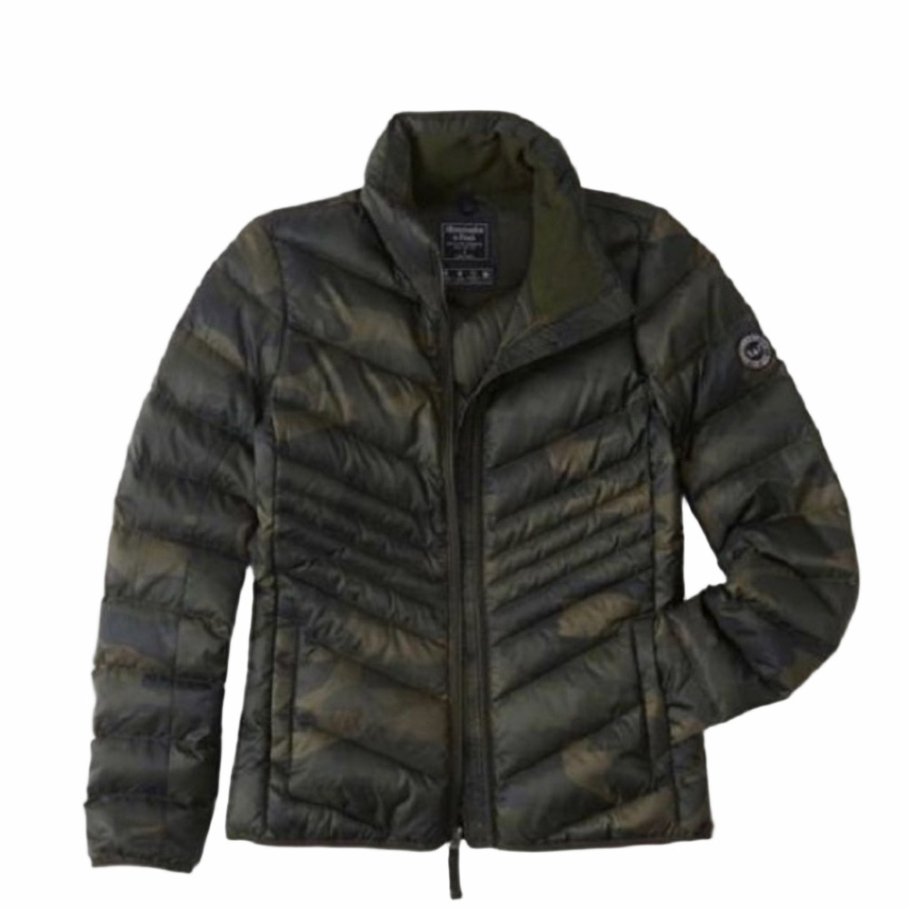 Abercrombie and Fitch Olive Green Camo Women's Puffer Down Nylon Jacket XS